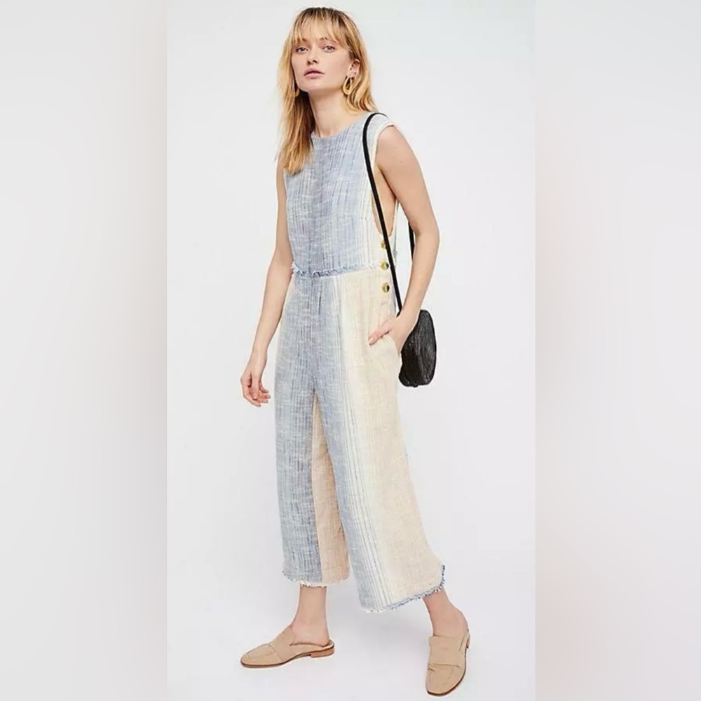 Free People Moab Striped Jumpsuit Pants Romper Playsuit Size M